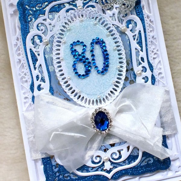 Luxury Handmade Pretty 80th Birthday Card