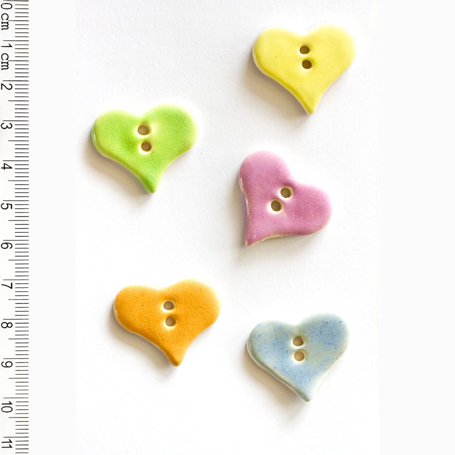 Pastel Heart Buttons, Handmade Buttons, Fun Buttons, Decorative Buttons,Fun Gift