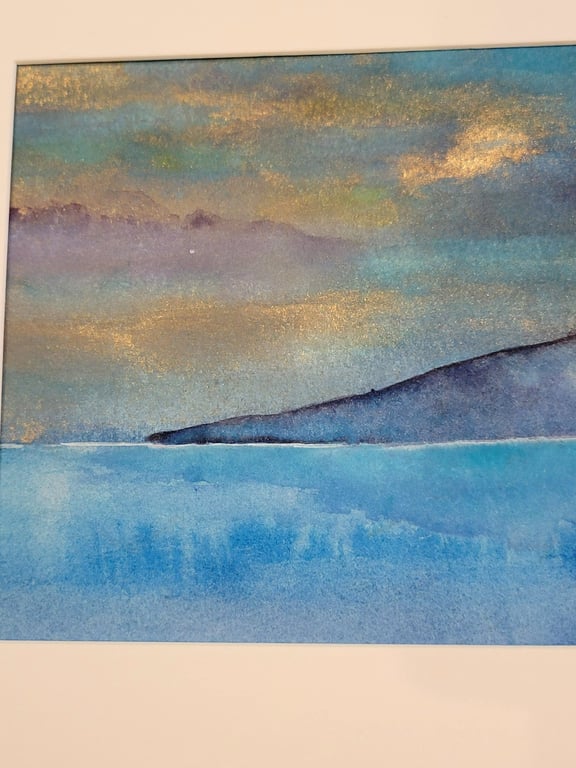 Watercolour Seascape artwork. Original Watercolour with acrylic inks. 