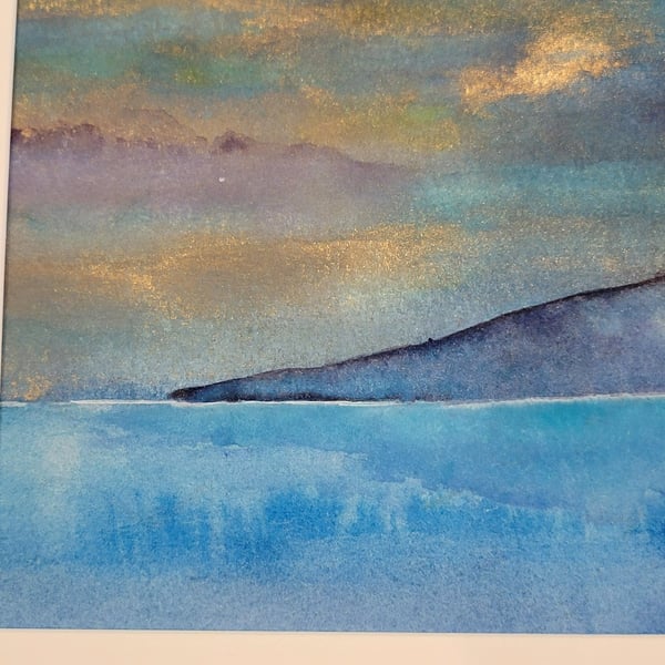 Watercolour Seascape artwork. Original Watercolour with acrylic inks. 