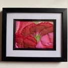 Hand embroidered carnations on silk 