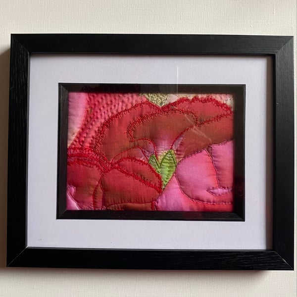 Hand embroidered carnations on silk 