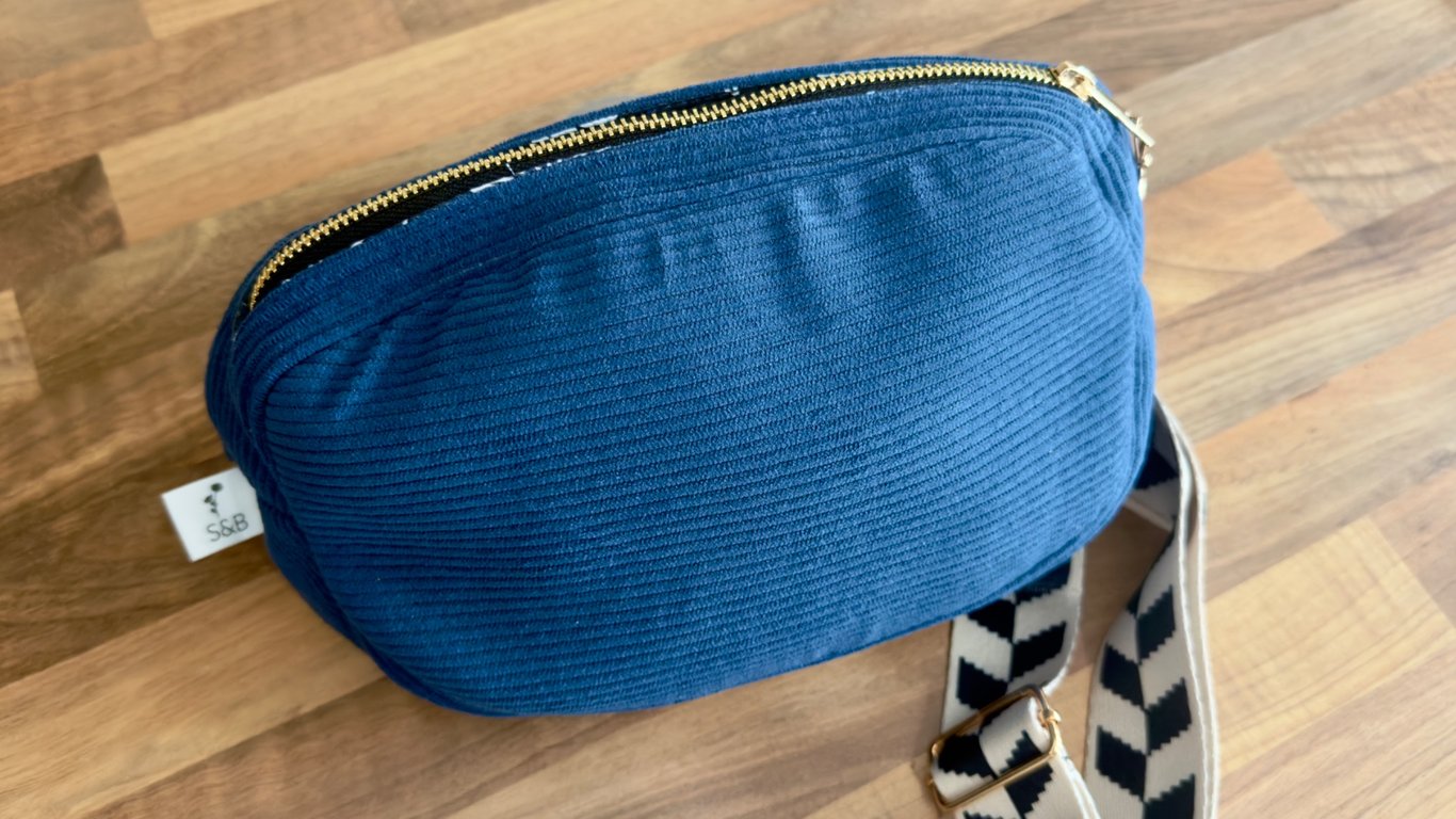 Blue Corduroy Crossbody Bag