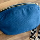 Blue Corduroy Crossbody Bag