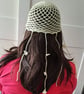 Handmade Crochet Mesh Hat – Cream Summer Hat with Long Straps - Image 4