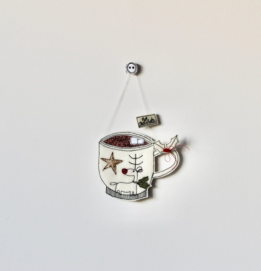 'Hot Chocolate Mug' - Hanging Decoration