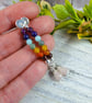 Earrings, Sterling Silver Long Droppers with a Rainbow of Gemstones - Image 3