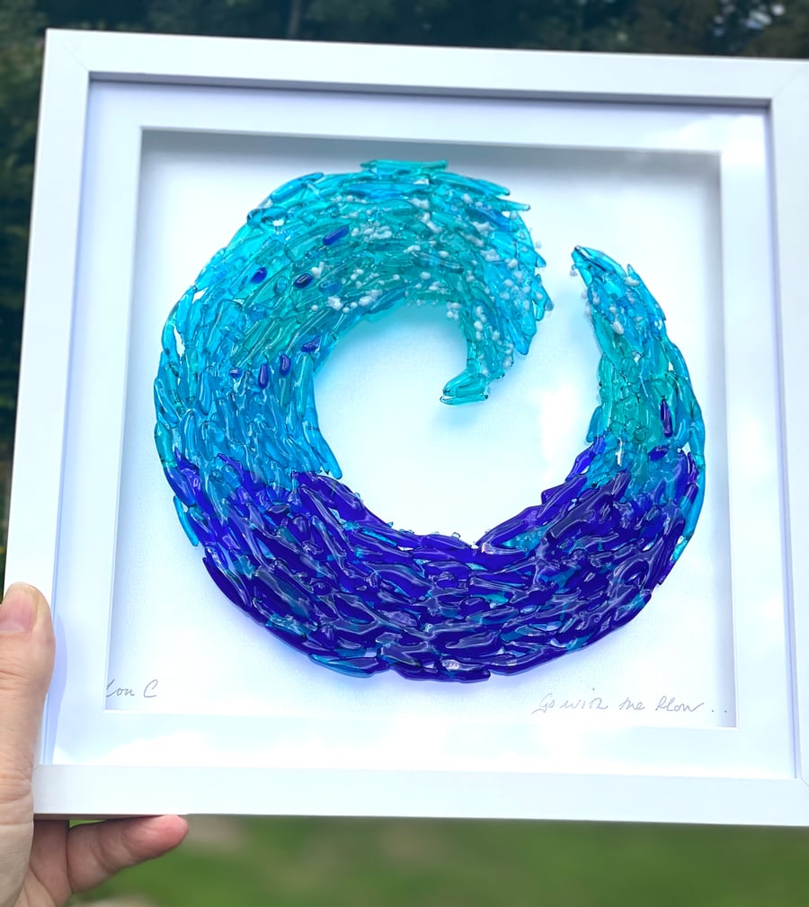 Abstract style wave - fused glass wave art