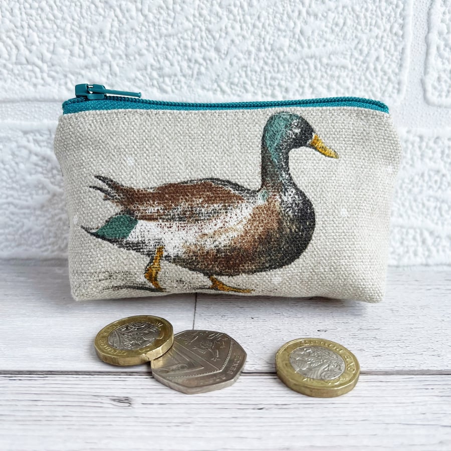 Small Purse, Coin Purse with Mallard Duck