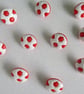 10 Red and White Football Buttons