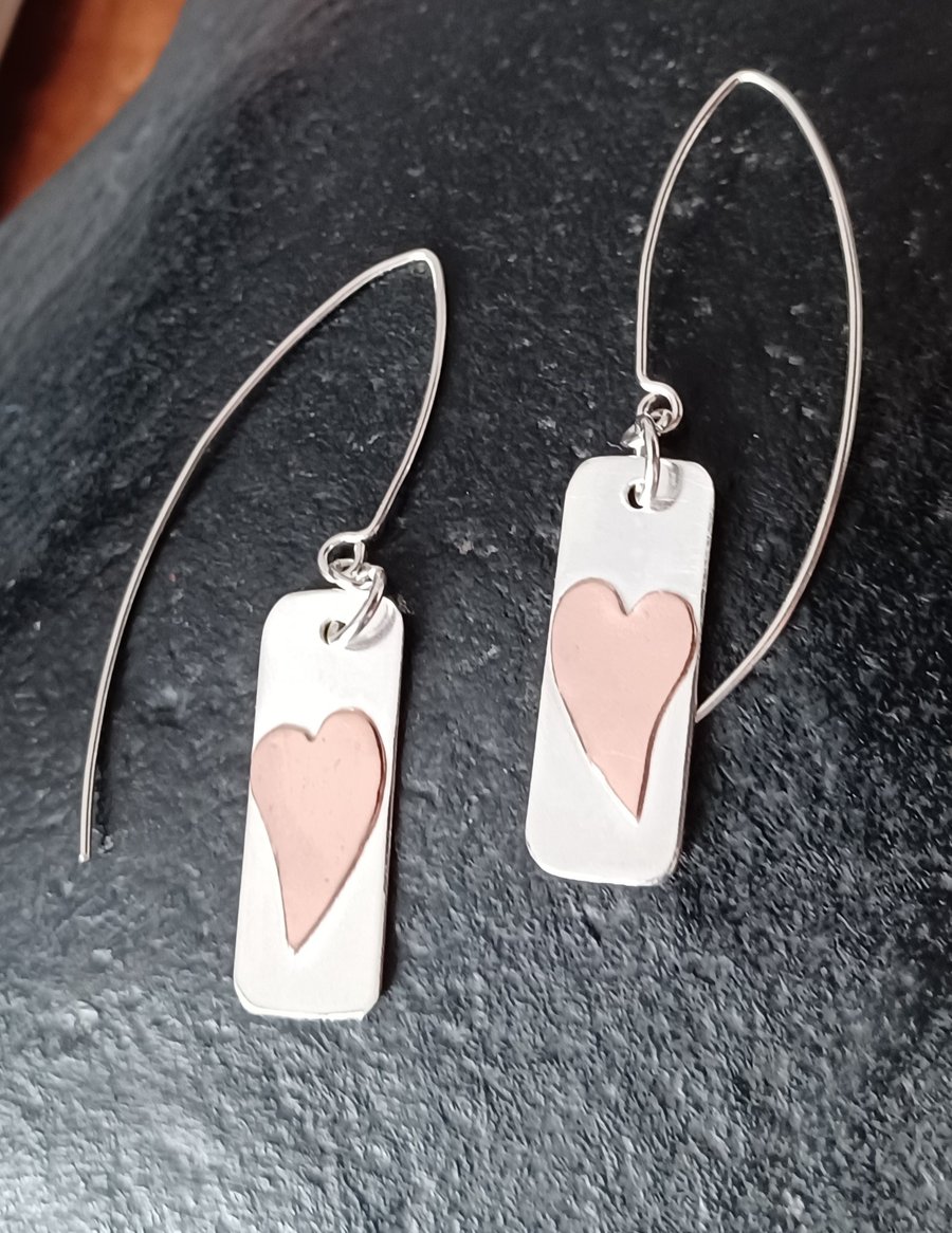 Copper heart silver rectangles