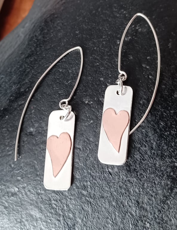 Copper heart silver rectangles