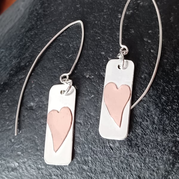 Copper heart silver rectangles