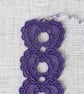 Bookmark, hearts bookmark, embroidered lace, purple - Image 3