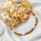 Orange Shell Bead Bracelet