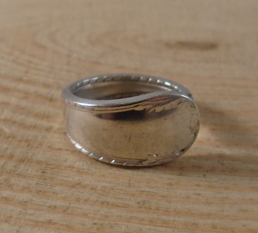 Upcycled Silver Plated Leaf Spoon Handle Ring