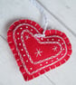 Scandi Style Hand Embroidered Felt Heart Christmas Decoration - Image 1