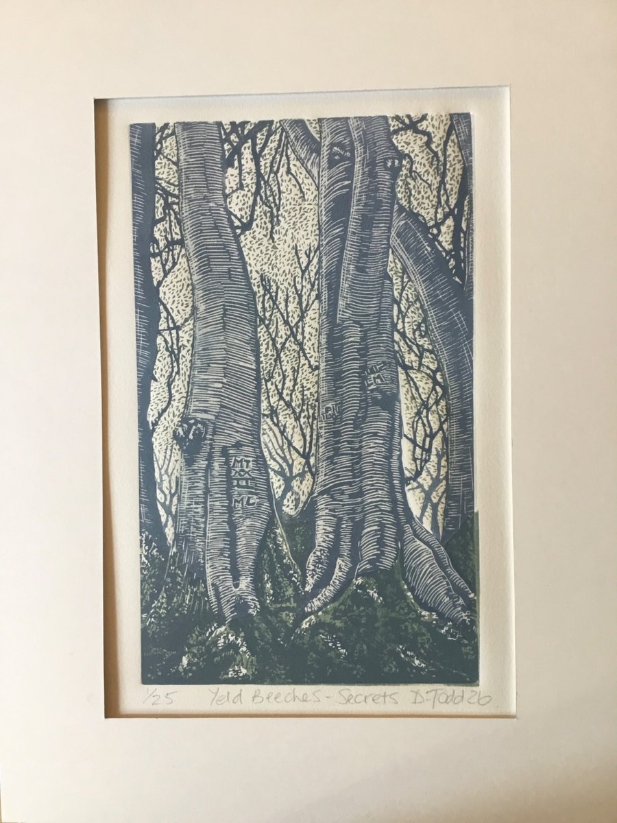 'Yeld Beeches, secrets' Linocut Print