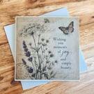 Vintage Botanical Greeting Card. Handmade Parchment Paper Card. Thinking of You