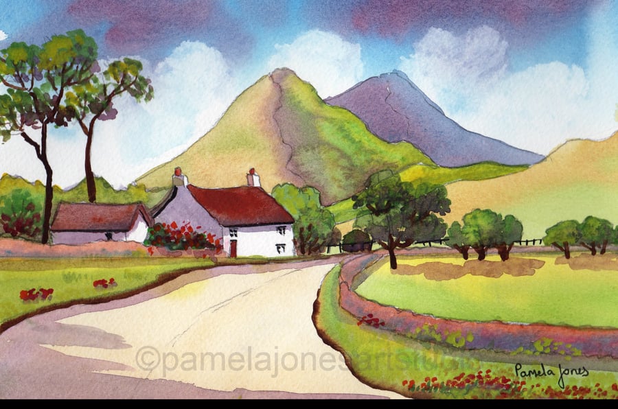 Mynyth Llandegal, Gwynedd, N Wales, Original Watercolour, in 14 x 11 '' Mount