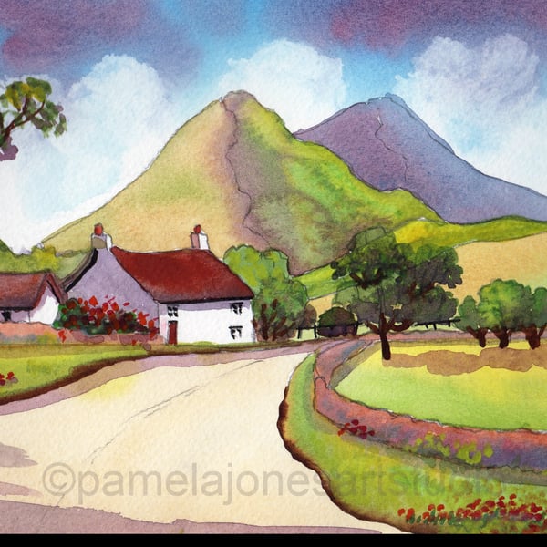 Mynyth Llandegal, Gwynedd, N Wales, Original Watercolour, in 14 x 11 '' Mount