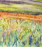 Framed Watercolour Impressionist Landscape Gate Overlooking Meadow  - Image 6
