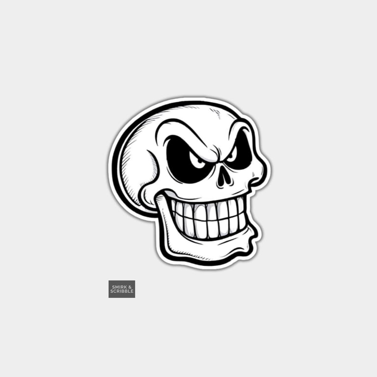 Funny Vinyl Sticker For Adults - Cheeky Smiling Skull