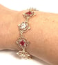 Ruby Red Crystal Gold Bracelet, Regency Style Flower Jewelry - Image 3