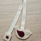 Hand stitched felt bird bookmark