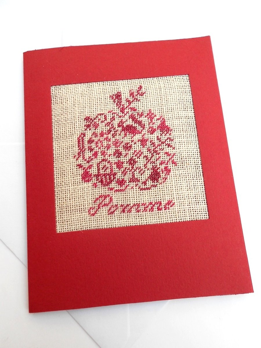 Apple For Teacher, Thank You Petit Point Card