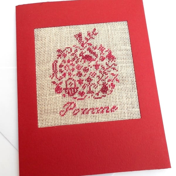 Apple For Teacher, Thank You Petit Point Card