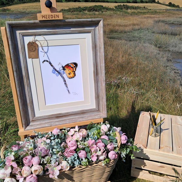 Framed Butterfly Drawing limited edition Giclee print 