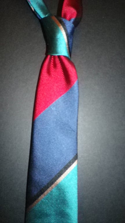 Vintage silk skinny tie, square tip, vibrant colours, free UK shipping