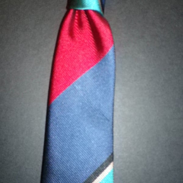 Vintage silk skinny tie, square tip, vibrant colours, free UK shipping