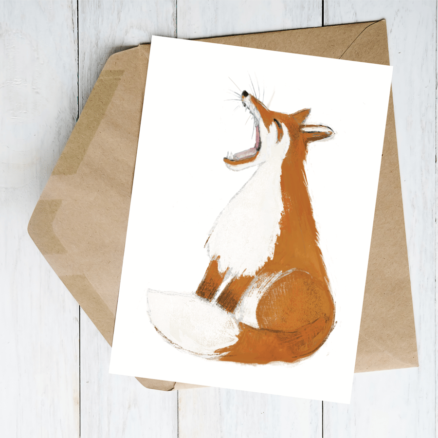 Blank card fox British wildlife art