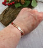 Copper Bar Bracelet with Hearts Pattern on Waxed Cord with Carnelian - Image 2