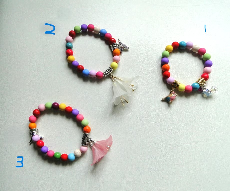 Summer Seconds - Tropical themed stretchy bracelets  Bright coloured beads 