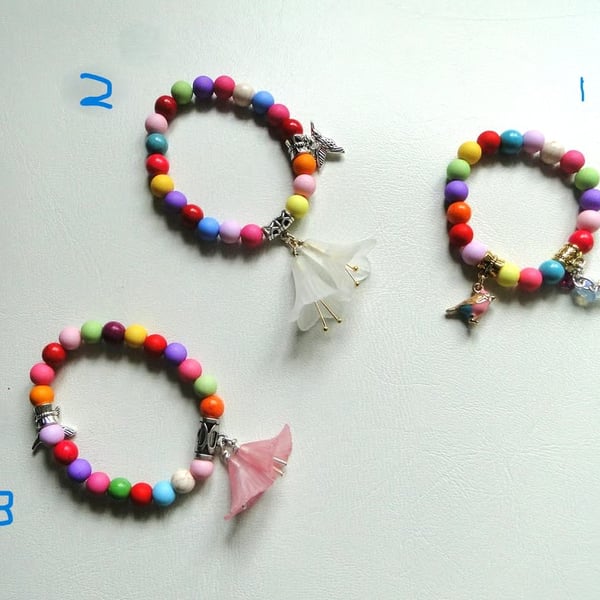 Summer Seconds - Tropical themed stretchy bracelets  Bright coloured beads 