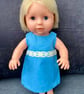Reversible blue A line dress Baby Born, Tiny Tears, Our Generation Dolls dress 