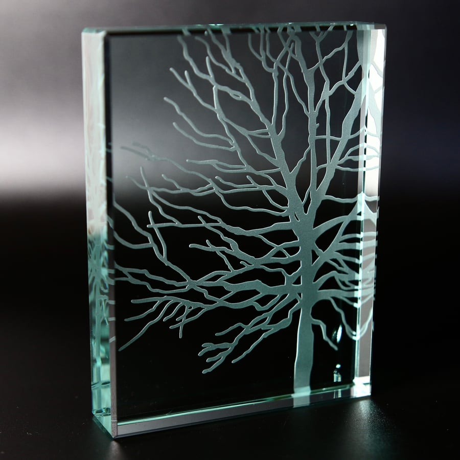 Winter Tree Glass Block