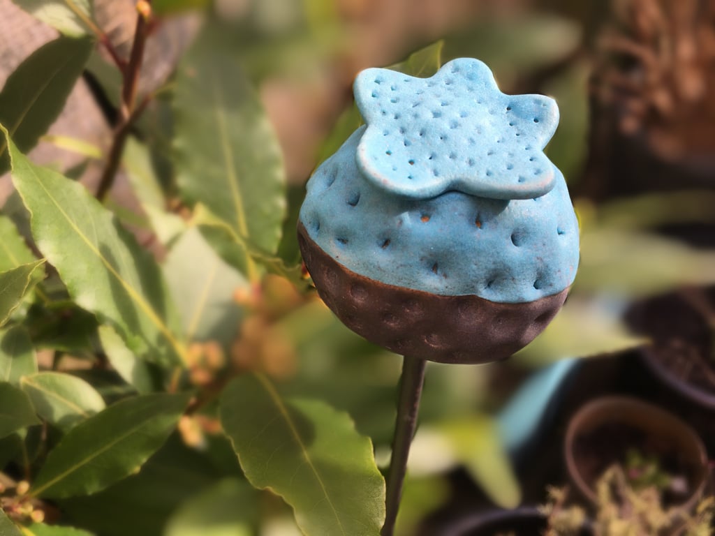 Ceramic garden stake, handmade garden art, indoor or outdoor garden stake