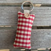 KEY RING - red and white gingham,  lavender