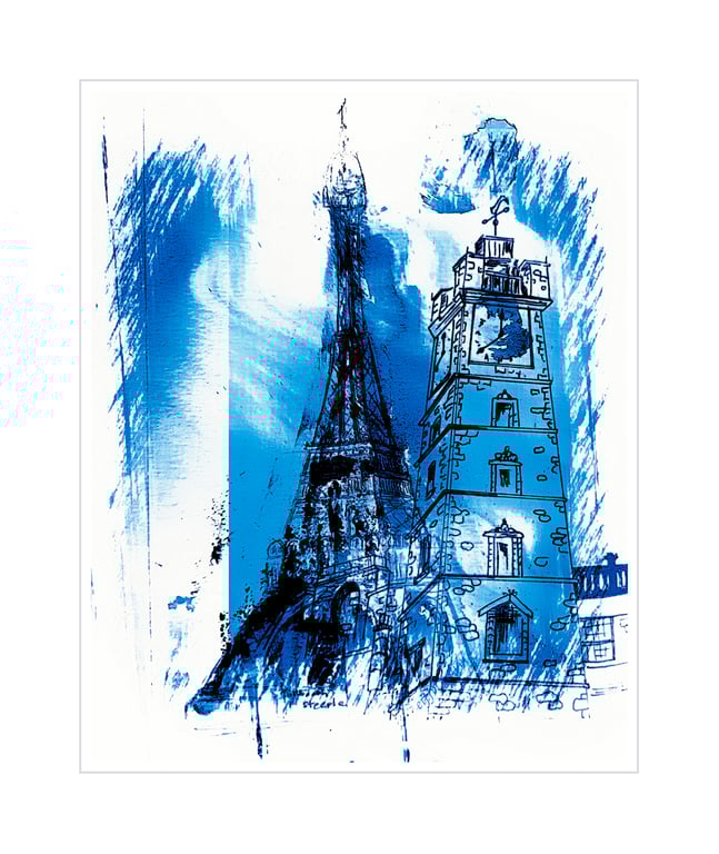 Glasgow Meets Paris 5 x 7inch Giclee print shipped in a 7 x 9 off white mount