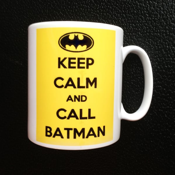 Keep Calm Batman style mug with Personalised Name or message