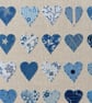 Vintage (1920s-30s) fabrics, applique hearts textile, framed, unique gift - Image 1