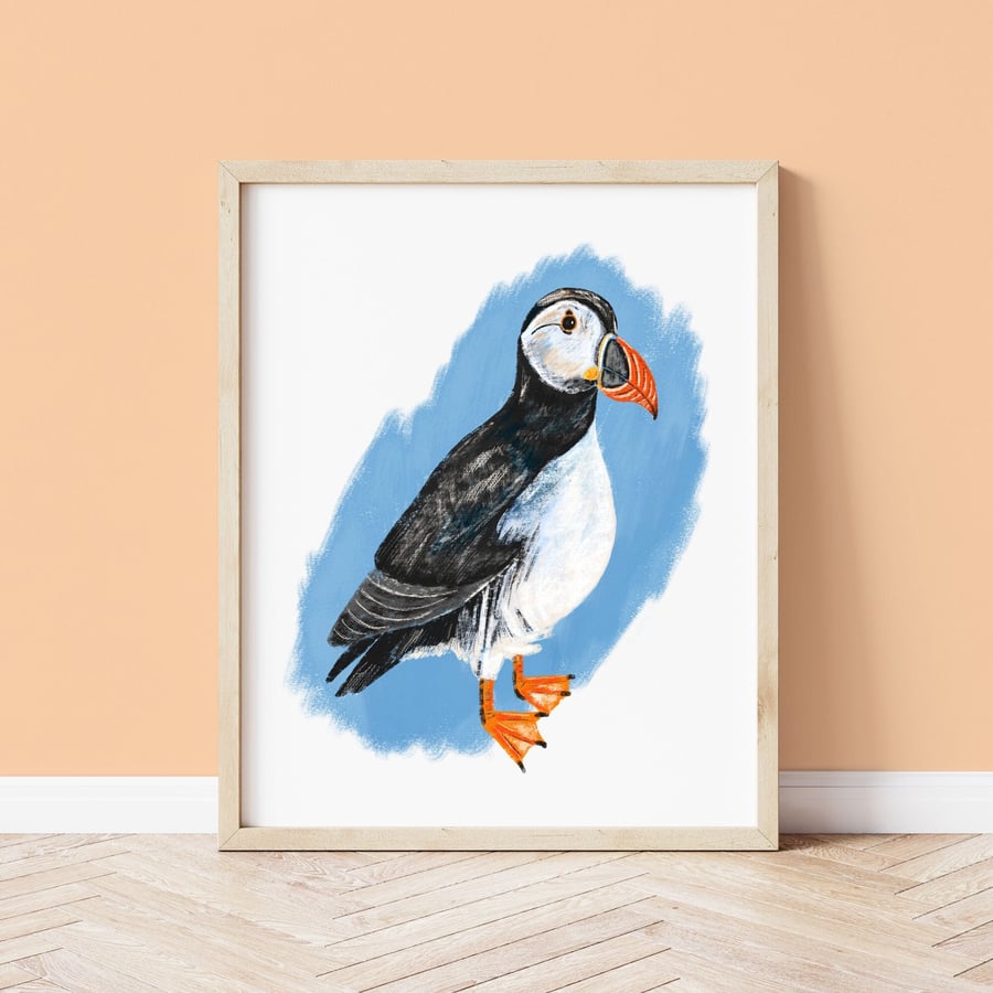 Cornish Puffin Wall Art Print