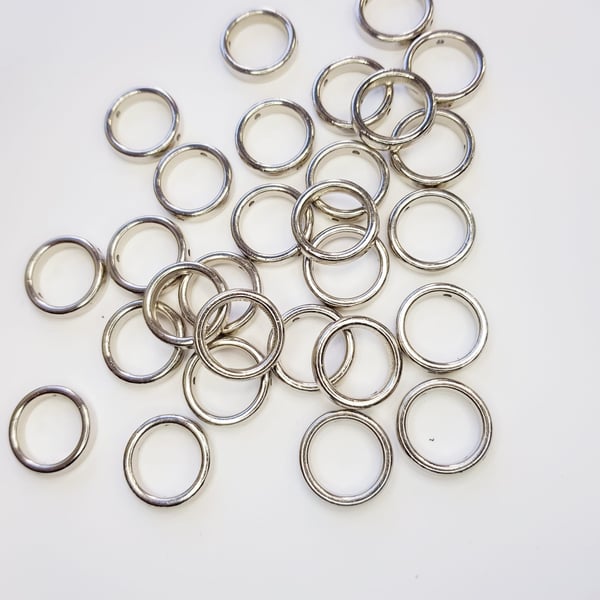 50 Pcs 15mm CCB Silver Circle Shape Frame WITHOUT Hole For Charms