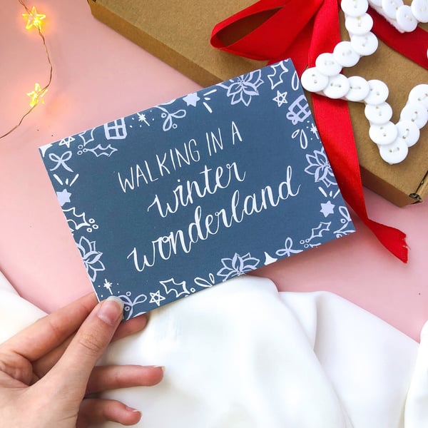 Winter Wonderland Calligraphy Christmas Card A6