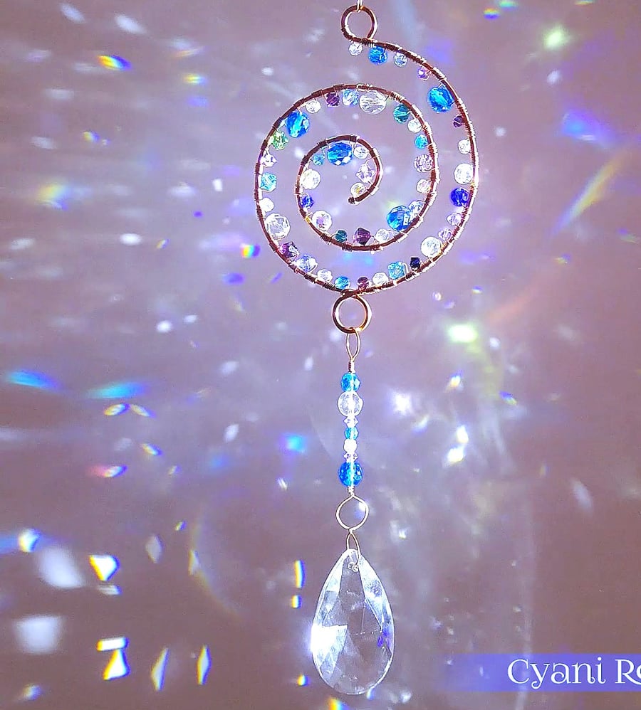 Beautiful sun catcher handmade with Copper, Swarovski and Preciosa beads