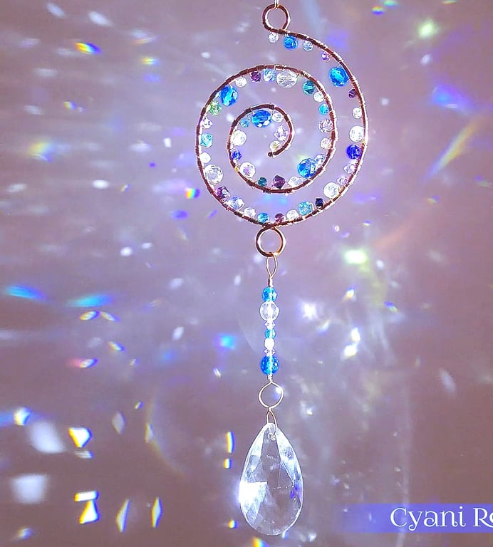 Beautiful sun catcher handmade with Copper, Swarovski and Preciosa beads